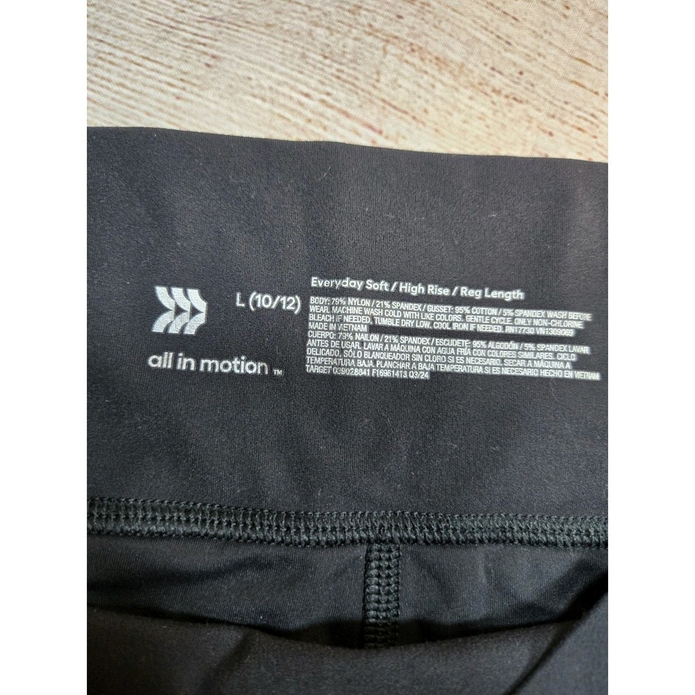 All In Motion Girl's Size Large Everyday Soft High-Rise Leggings Black Flare - Picture 2 of 6